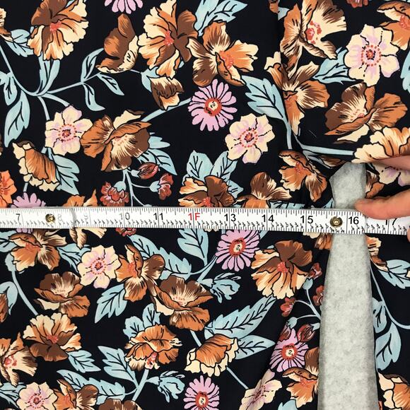 Halogen Mini Dress XXS Navy Floral Shift Silky Mod Maximalist Cottage Forest - Picture 5 of 10